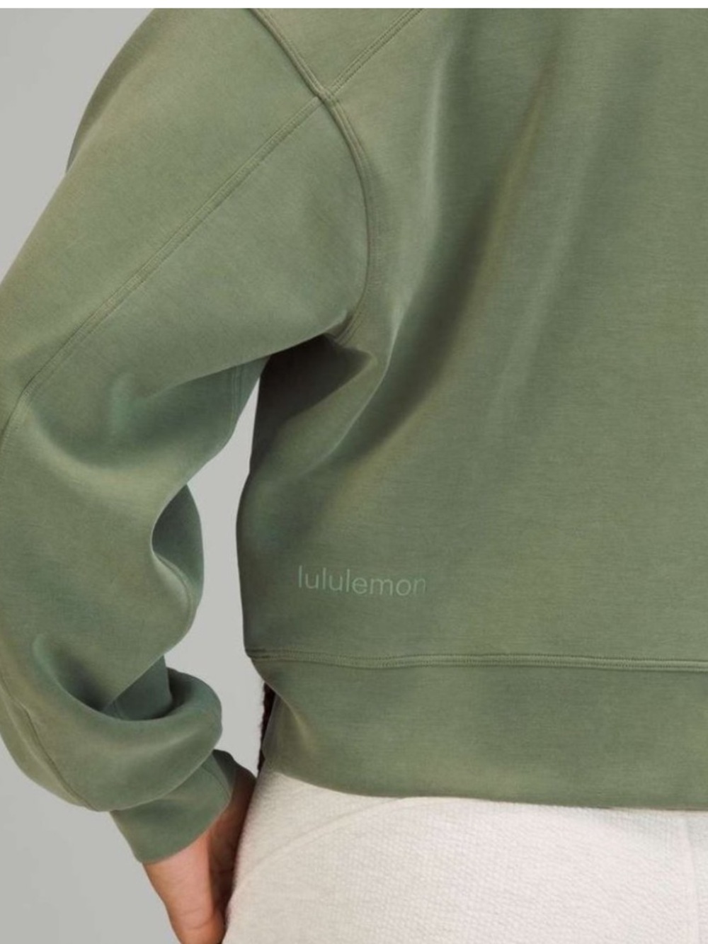 Lululemon Perfectly Oversized Cropped Crew *Softstreme™ Bronze Green Sz 2 - Picture 3 of 10